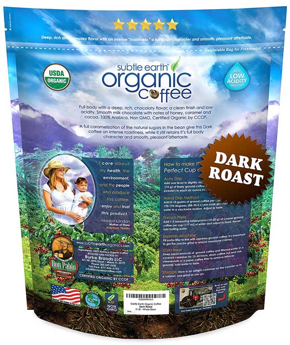 Cafe Don Pablo Dark Roast Subtle Earth Organic Coffee